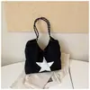 Bolso de hombro de lona con estampado de estrellas de gran capacidad, nuevo bolso tote casual para mujer, bolso de mano para compras, comercio exterior transfronterizo