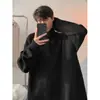 Suéter con Cuello de Pico Abotonado para Hombre Cuello Alto Otoño e Invierno Ropa Exterior Cálida Estilo Holgado Perezoso Comercio Exterior Transfronterizo Venta al por Mayor