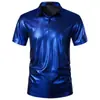 Verão 2025 Novo Exportação Amazon Roupas Masculinas Tendência Beleza Listra Estampado Hot Stamping Camisa Polo de Manga Curta