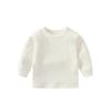 Camisetas de niño otoño e invierno camisa térmica cálida para niños y niñas hebilla en el hombro cuello redondo camiseta de manga larga para bebé y niño de terciopelo sin costuras