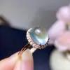 Anillo de Piedra de Uva Natural con Cristal Fluorescente Tipo Hielo, Montura Limpia de Plata 925 Finamente Elaborada, Piedra Principal 9*11mm