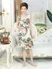 Ropa de dormir de algodón y seda para mujer de mediana edad y ancianas, tejida, de algodón puro, talla grande, vestido casual simple de algodón y seda