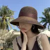 Sombrero de Paja de Verano Nuevo Estilo con Lazo y Cinta para Mujer, Sombrero de Sol de Ala Ancha, Transpirable Versátil, Sombrero de Sol para Adelgazar la Cara