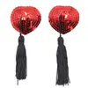 Accesorios de Lencería Erótica de Comercio Exterior, Pegatinas para Pezones con Forma de Corazón, Sujetador de Silicona, Lentejuelas con Forma de Corazón y Borlas, Cubrepezones Eróticos, Envío Directo de una Pieza