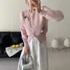Ropa de mujer al por mayor transfronteriza estilo francés chic con cuentas de piel floral tridimensional de punto chaqueta cárdigan de imitación de visón