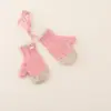 Bufanda de punto lisa de dos tonos para niños, calentador de cuello de otoño e invierno con guantes, conjunto suave y cálido de dos piezas para niños y niñas