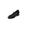 Aumento de 7CM Hebilla Cuadrada Pintada Correa de Una Sola Tira Zapatos de Salón Mujer 2026 Nuevo Estilo Retro Punta Redonda Tacón Grueso Mary Janes