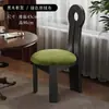Cadeira de Jantar Vintage em Madeira Maciça Estilo Francês, Cadeira com Encosto de Designer Meio do Século, Cadeira para Toucador de Quarto Estilo Wabi-Sabi, Cadeira Chave