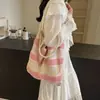 Bolso de Mano con Diseño Rayado Hueco Simple Transfronterizo Bolso de Hombro Verano Bolso Tejido de Nicho Bolso Tejido de Amazon