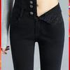Pantalones de Cintura Súper Alta para Cubrir Vientre y Ombligo en Otoño, Cintura Alta, Moldeadores de Vientre, Ajustados, Aspecto Adelgazante y Más Altas, Jeans de Pie Estrecho Hyuna para Mujer de Primavera y Otoño