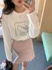 2025 Nuevo Otoño Popular Camiseta Blanca de Manga Larga para Mujer Otoño e Invierno Look Holgado Adelgazante Estilo Coreano Camiseta Básica Top de Algodón Puro