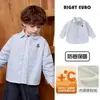 Camisa de Terciopelo de Manga Larga Estilo Preppy para Niños Europeos Correctos Invierno Ropa Nueva para Niños Camisa Blanca para Niños Otoño e Invierno