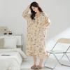 Bata de Noche para Mujer de Algodón Puro Ropa de Primavera para Mujer Manga Larga Talla Grande Estilo Coreano Camisa Ropa para el Hogar Pijamas para Mujer 2025 Nuevo Verano