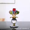 Flor Rosa de Cristal Decoração de Casa de Cristal Decoração de Balcão Ornamentos Criativos Dia dos Namorados Chinês Feriado de Ano Novo Presentes Atacado em Estoque