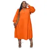 N7744 Ropa de talla grande para mujer de comercio exterior europeo y americano transfronteriza popular en Amazon vestido de manga larga con hombro de hoja de loto con volantes en capas