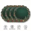 Moda Transfronteriza Navidad 38cm Acebo Redondo Borde Ondulado Papá Noel Árbol Copo de Nieve Mantel Individual Decoración de Mesa de Comedor Occidental