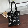 Estilo Ballet Lindo Moño Rayas Verticales Lindas Algodón Lavado Tienda Coreana Dueño Perezoso Versátil Casual Bolsa de Almacenamiento Bolsa de Mamá