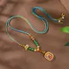 Corda de Pingente Xizang Novo Quadrado Thangka Diamante Pintado à Mão Zakilam Retro Tendência Nacional Estilo Nacional Pequeno Novo Estilo Chinês