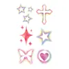 Pegatinas de Tatuaje Dulces y Frescas con Gradiente Transfronterizas con Estrellas, Cruces, Mariposas, Elementos de Amor, Estilo Soñador y Colorido, Femenino y Llamativo