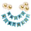 Paquete de 5 globos de lentejuelas y banderines con letras bronceadas para cumpleaños, personalizado.