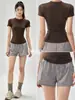Conjunto de Shorts Esportivos Femininos de Cintura Alta Soltos de Secagem Rápida Verão Outdoor Corrida Treinamento Pilates Yoga Fitness Bermudas
