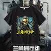 Camiseta Popular de Algodão com Estampa Delta Force para Meninos, Blusa de Manga Curta de Verão para Crianças Maiores, Mesmo Estilo do Jogo