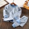 Ropa de otoño e invierno para niños, de lana y seda, pantalones de otoño, traje a rayas sin huesos, ropa de abrigo para niños medianos y grandes, para el hogar, para niños y niñas
