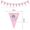 Coleção de Bandeirinhas de Desenho Animado Decoração de Festa de Aniversário de Bebê Bandeirola Bunting Suprimentos de Aniversário Arranjo de Guirlanda Banner Agora