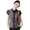 Camisa de manga corta a rayas verticales hecha a medida para mujer, nuevo estilo de verano 2026, moderna, adelgazante, rejuvenecedora, adecuada para ir al trabajo