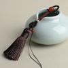 Cordón para bolso tejido a mano, llavero DIY, colgante para bolso, ágata, nudo de maíz, pequeño cordón con borla de estilo chino