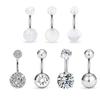 Gran Venta Combinación de Anillo para Ombligo Corto Color Acero Ópalo Mixto Anillo Umbilical Hebilla Umbilical Set de Anillos para Ombligo Joyería para Piercings del Cuerpo Humano