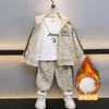 Conjunto de Chándal de Forro Polar de Moda para Niños Otoño e Invierno 25 Nueva Ropa de Invierno Elegante Estilo Calle para Bebés