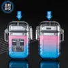 Encendedor Hb Luminoso Transparente con Compartimento Impermeable Doble Arco con Iluminación Carga Tipo-C Multifuncional para Exteriores a Prueba de Viento