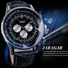 Jaragar Relógio Mecânico Automático Masculino Casual Estilo Europeu e Americano Mostrador Grande Vazado Atacado Branco