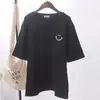Camiseta Blanca de Manga Corta para Mujer 2026 Estilo Coreano Nueva de Moda Patrón de Cara Sonriente Camiseta Base Holgada Adelgazante Top Moda Ins
