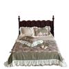 Juego de Cama de Lujo Retro de 60 Hilos, Doble Cara, Tencel Lenzing, Colcha de Verano, Faldón de Cama, Juego de Cuatro Piezas con Encaje, Suave como la Seda para Dormir Desnudo, Colcha para Aire Acondicionado