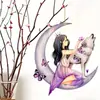 Decoración Floral para Interior de Coche Colgante Acrílico Plano para Coche Luna Predeterminada Niña Mariposa Dibujos Animados África