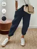 Pantalones Acampanados de Algodón y Lino Elástico de Cintura Alta con Bolsillos Sueltos Cortos para Mujer - Ropa Transfronteriza Europea y Americana de Amazon