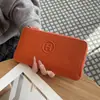 Cartera de Cuero Genuino para Mujer, Cierre Largo con Cremallera, Diseño de Letras de Alta Gama, Bolso de Mano para Teléfono, Portatarjetas, Todo en Uno, Billetera de Estilo Simple Nuevo