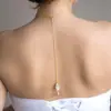 Cadena Trasera de Borla de Zirconia Perla de Nuevo Producto Transfronterizo Moda Europea y Americana Collar de Novia para Boda Cadena Corporal Cadena Trasera