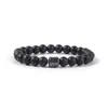 Pulsera Magnética de Venta Caliente Transfronteriza Moda Nueva para Hombre Pulsera de Cuentas Ojo de Tigre Negro Piedra Mapa Pino Blanco Venta al por Mayor