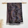 Bufanda Jacquard de Imitación Cachemir Estilo Étnico Flor de Anacardo Transfronteriza Nueva para Mujer para Usar al Viajar y Vacacionar, Bufanda de Foto para Mantenerse Caliente