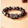 Nova Pulseira de Obsidiana Prateada Natural com Design Pixiu para Homens e Mulheres, Simples e Fashionável, Joia para Transferência de Fortuna, Presente, Venda por Atacado