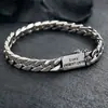 Pulseira Masculina Corrente Cubana Trançada Simples Chicote de Cavalo Estilo Punk Retrô com Design Único, Joia de Hip-Hop Tendência de Nicho