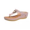 Comercio Exterior Transfronterizo Zapatos de Mujer 2024 Verano Nuevos Chanclas de Tira para Playa Sandalias de Cuña Sandalias de Estilo Europeo y Americano para Mujer en Stock