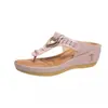 Zapatos de mujer de comercio exterior transfronterizo, sandalias de cuña con punta de playa de verano 2022, sandalias de mujer europeas y americanas al contado