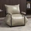Sofá Nórdico Perezoso Cuero con Cera Aceite Retro Individual Sala de Estar Tatami Balcón Apartamento Pequeño Sillón Silla de Sofá de Hierro Forjado