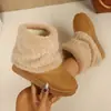 Botas de nieve de suela gruesa para mujer, zapatos nuevos de algodón de invierno, botines casuales, forro de felpa, botas de algodón slip-on de gamuza engrosada al por mayor