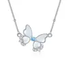 Collar Original Estilo Ins Mariposa de Nácar Colgante de Piedra de Cristal Natural para Mujer Cadena para Clavícula de Plata de Ley S925 Moda Nicho
