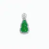 Plata S925 Calcedonia Natural Verde Alto Hielo Colgante Calabaza Nuevo para Mujer Chinoiserie Tendencia Nacional Cadena de Clavícula Collar de Jade Fulu